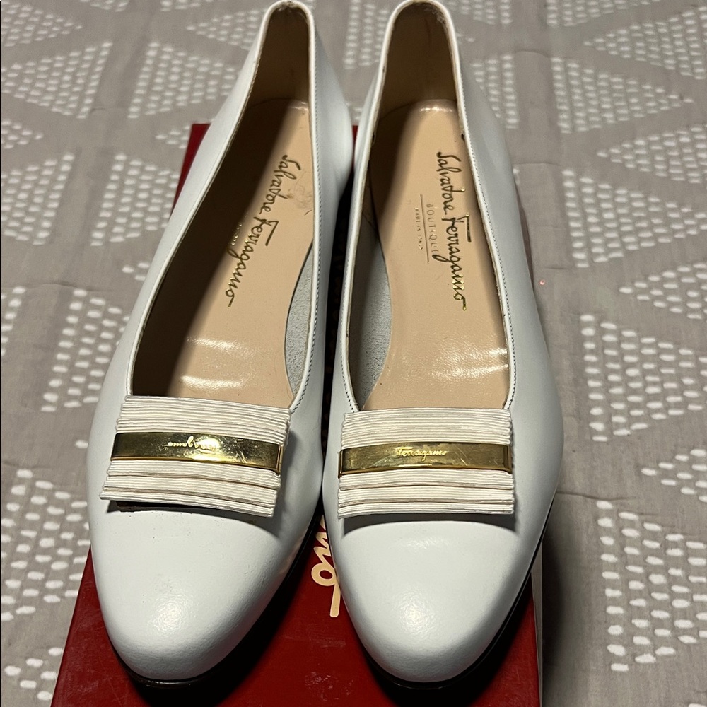 Salvatore Ferragamo White Leather Loafers - Picture 13 of 16
